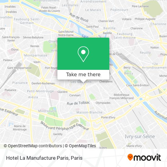 Hotel La Manufacture Paris map