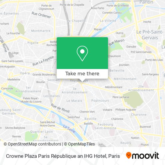 Mapa Crowne Plaza Paris République an IHG Hotel