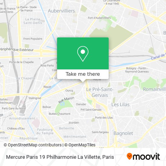 Mercure Paris 19 Philharmonie La Villette map