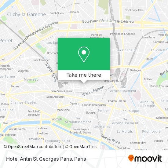 Hotel Antin St Georges Paris map