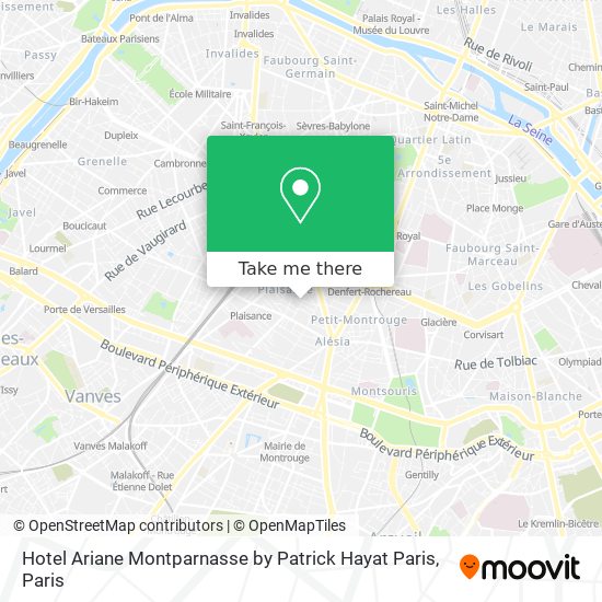 Hotel Ariane Montparnasse by Patrick Hayat Paris map