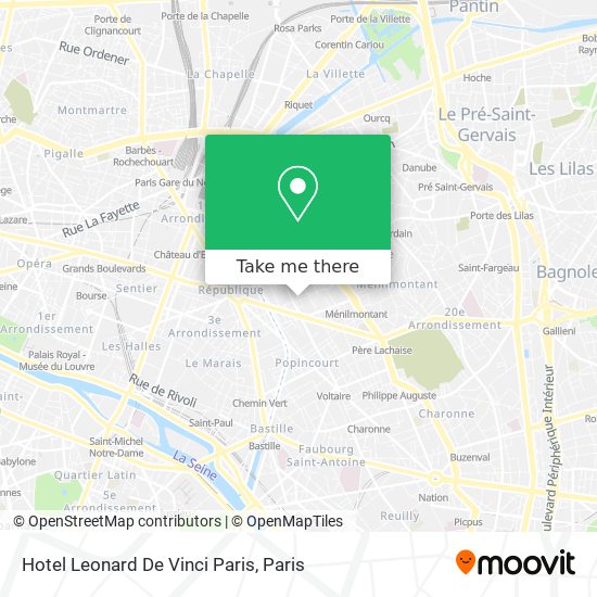 Mapa Hotel Leonard De Vinci Paris