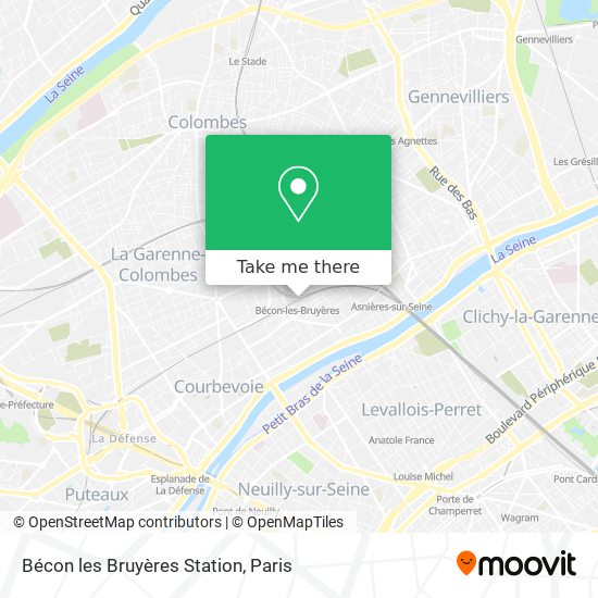 Bécon les Bruyères Station map