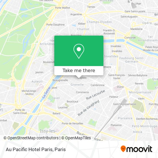 Au Pacific Hotel Paris map