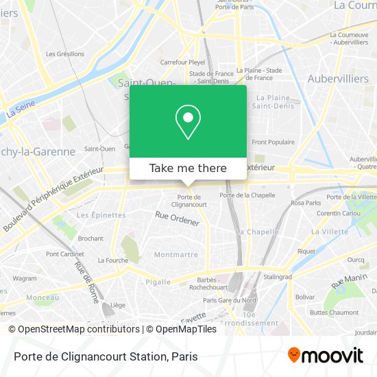 Mapa Porte de Clignancourt Station