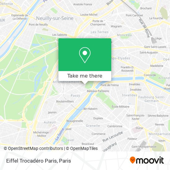 Mapa Eiffel Trocadéro Paris