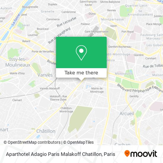 Mapa Aparthotel Adagio Paris Malakoff Chatillon