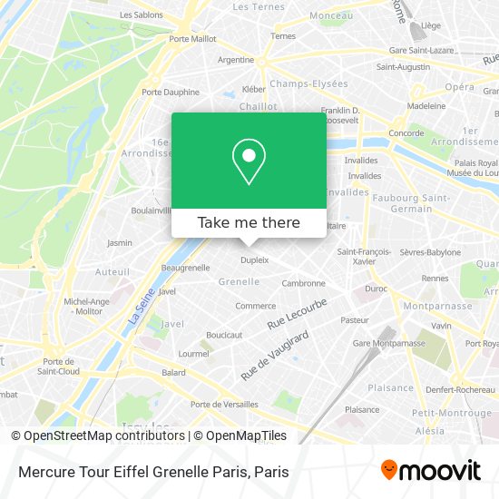 Mercure Tour Eiffel Grenelle Paris map
