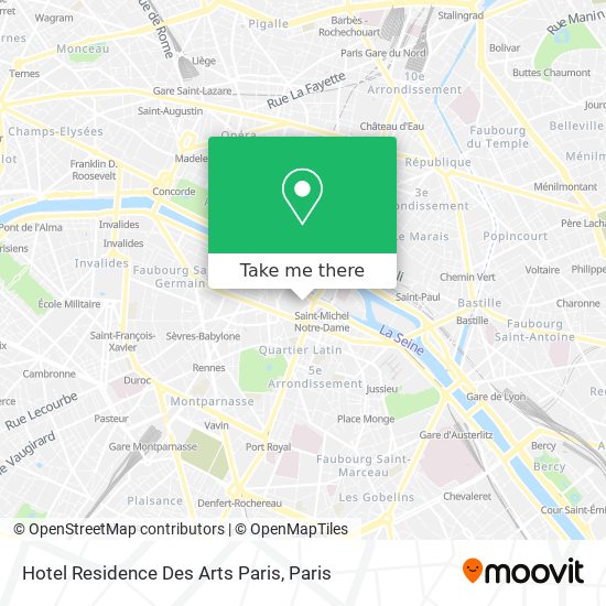 Mapa Hotel Residence Des Arts Paris