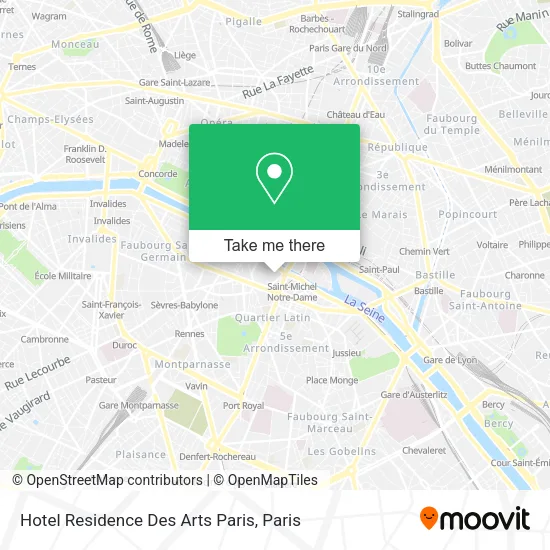 Hotel Residence Des Arts Paris map