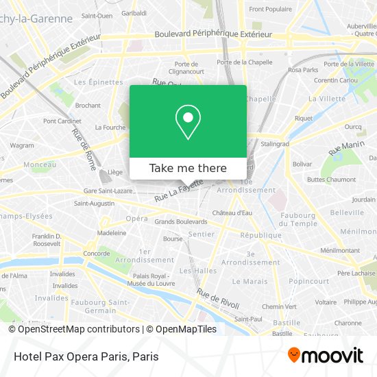 Mapa Hotel Pax Opera Paris