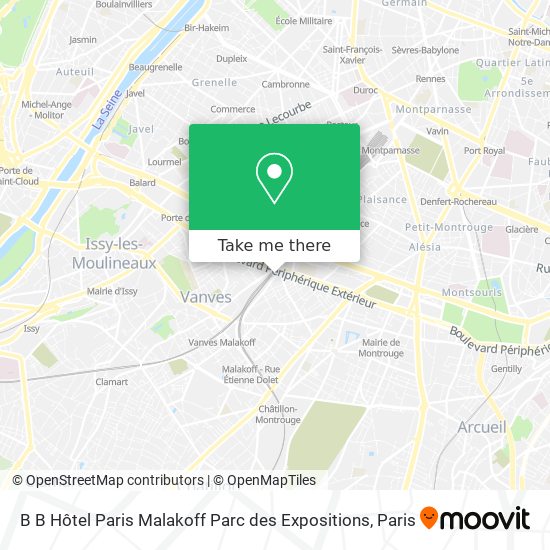 B B Hôtel Paris Malakoff Parc des Expositions map