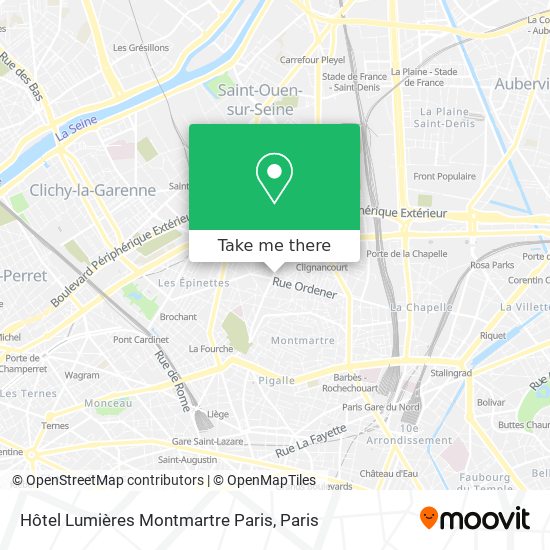 Hôtel Lumières Montmartre Paris map