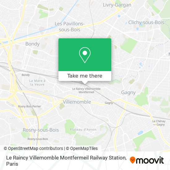 Le Raincy Villemomble Montfermeil Railway Station map