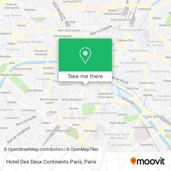 Hotel Des Deux Continents Paris map