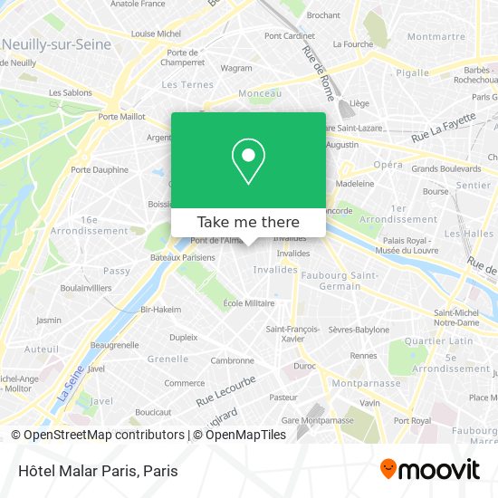 Mapa Hôtel Malar Paris