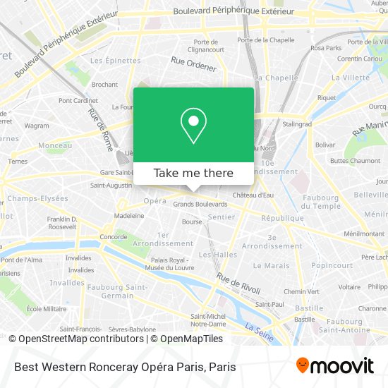 Mapa Best Western Ronceray Opéra Paris