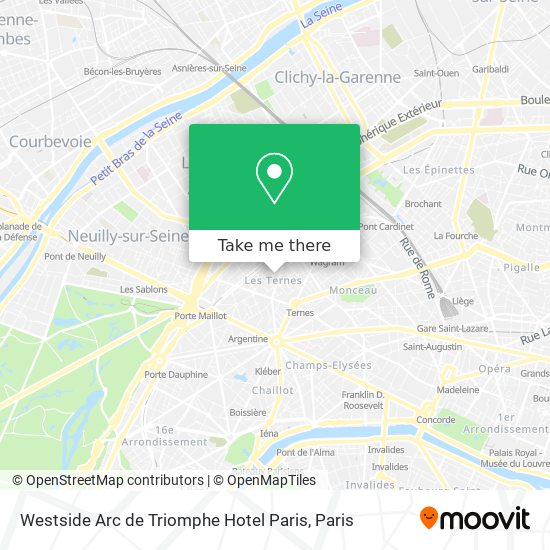 Westside Arc de Triomphe Hotel Paris map