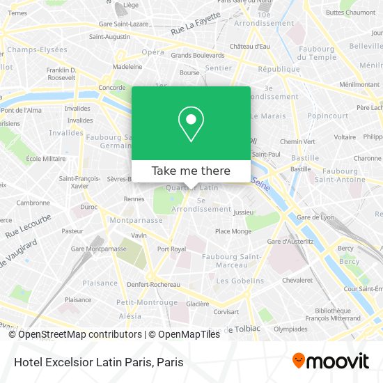 Hotel Excelsior Latin Paris map