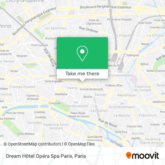 Mapa Dream Hôtel Opéra Spa Paris