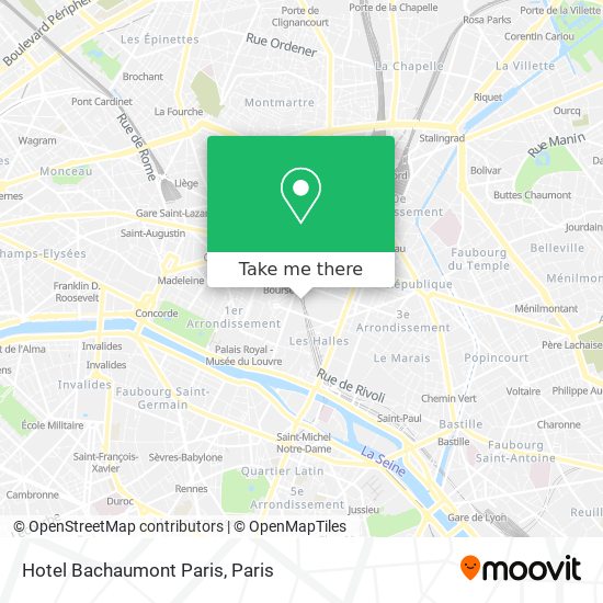 Mapa Hotel Bachaumont Paris