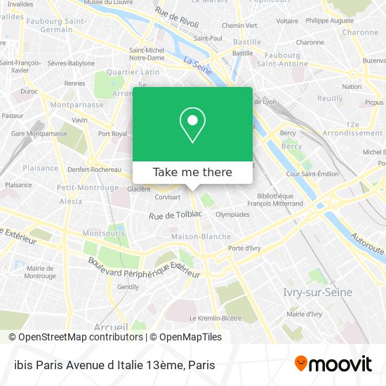 Mapa ibis Paris Avenue d Italie 13ème