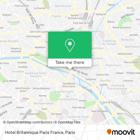 Mapa Hotel Britannique Paris France