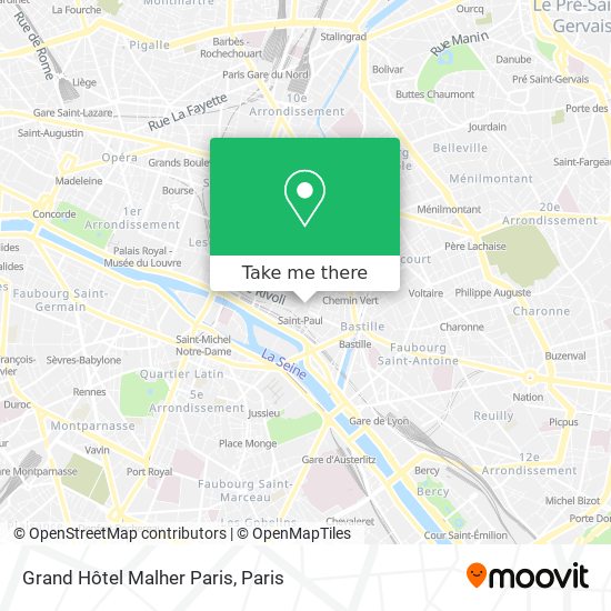 Mapa Grand Hôtel Malher Paris