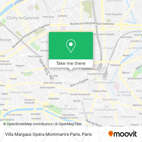 Villa Margaux Opéra Montmartre Paris map