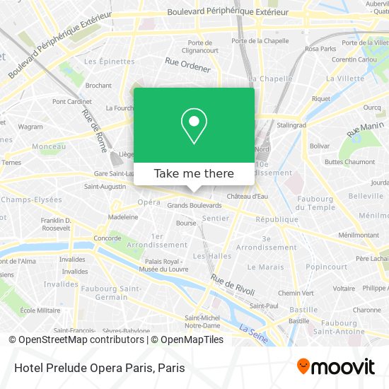 Hotel Prelude Opera Paris map