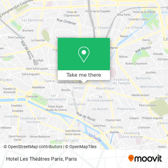 Hotel Les Théâtres Paris map