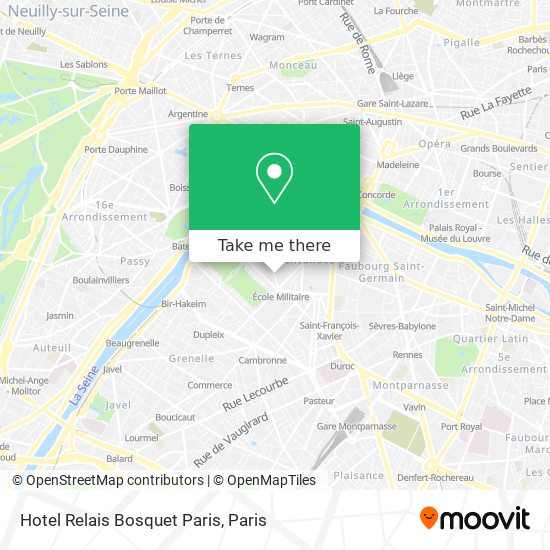 Hotel Relais Bosquet Paris map