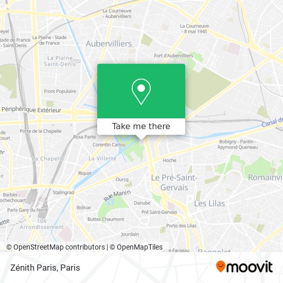 Mapa Zénith Paris
