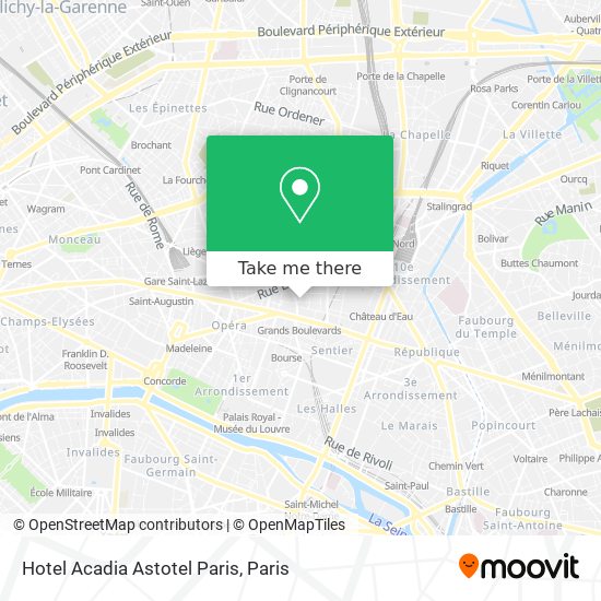 Hotel Acadia Astotel Paris map