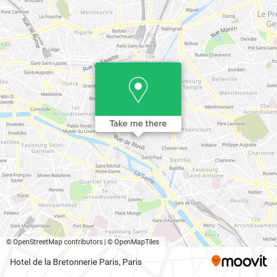 Hotel de la Bretonnerie Paris map