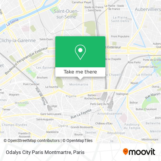 Mapa Odalys City Paris Montmartre