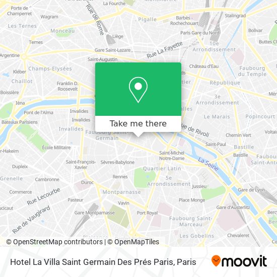 Hotel La Villa Saint Germain Des Prés Paris map