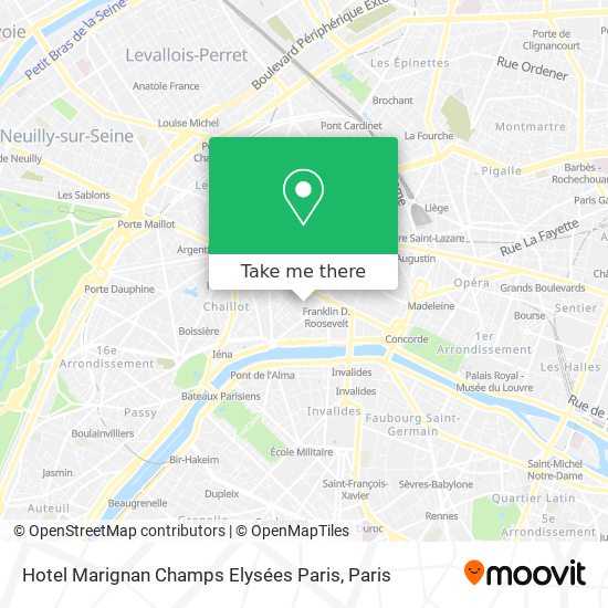 Hotel Marignan Champs Elysées Paris map