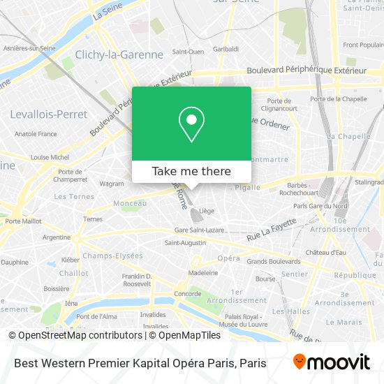 Best Western Premier Kapital Opéra Paris map