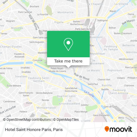 Hotel Saint Honore Paris map