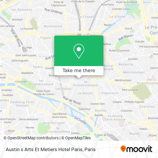Mapa Austin s Arts Et Metiers Hotel Paris