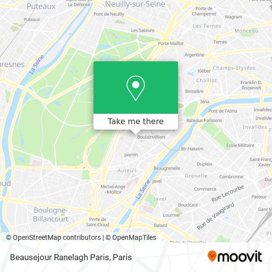 Mapa Beausejour Ranelagh Paris