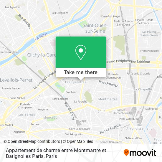 Mapa Appartement de charme entre Montmartre et Batignolles Paris