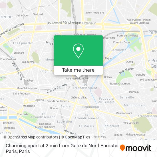 Mapa Charming apart at 2 min from Gare du Nord Eurostar Paris