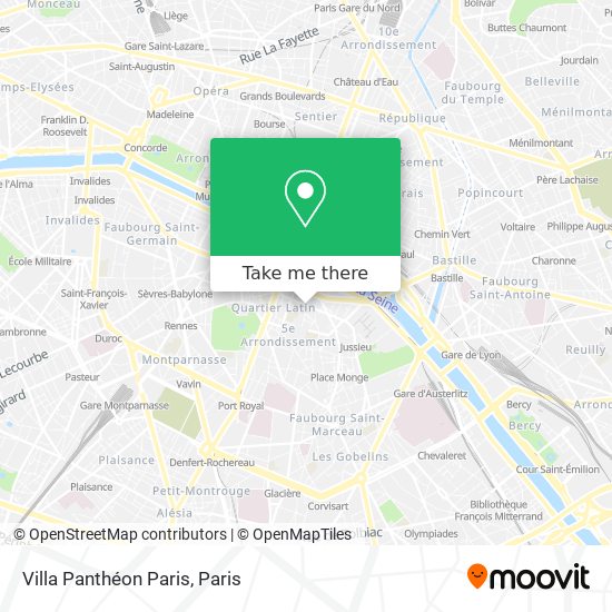 Mapa Villa Panthéon Paris