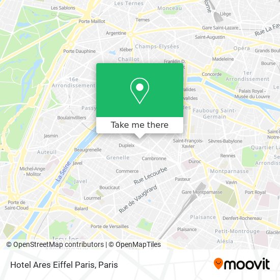 Mapa Hotel Ares Eiffel Paris