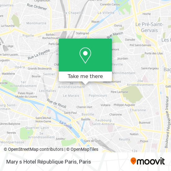 Mapa Mary s Hotel République Paris