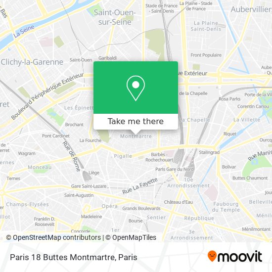 Mapa Paris 18 Buttes Montmartre