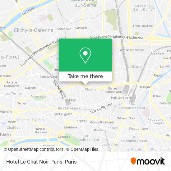 Mapa Hotel Le Chat Noir Paris