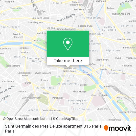 Mapa Saint Germain des Prés Deluxe apartment 316 Paris